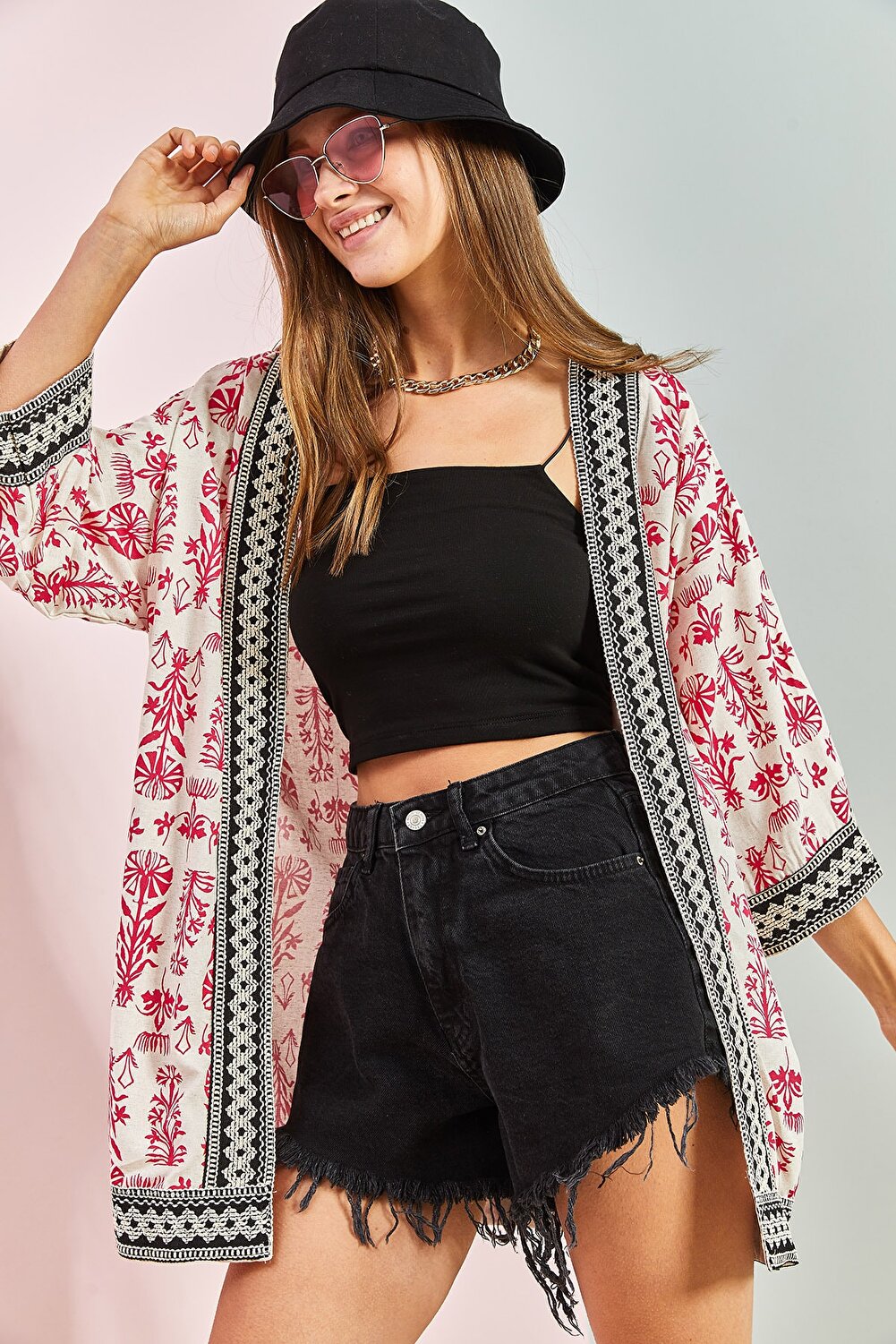 Bianco Lucci Kimono & Caftan - Pink - Oversize Selling fast - Vector25P