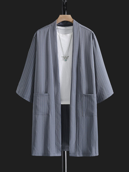 Men Vertical Pocket Kimono