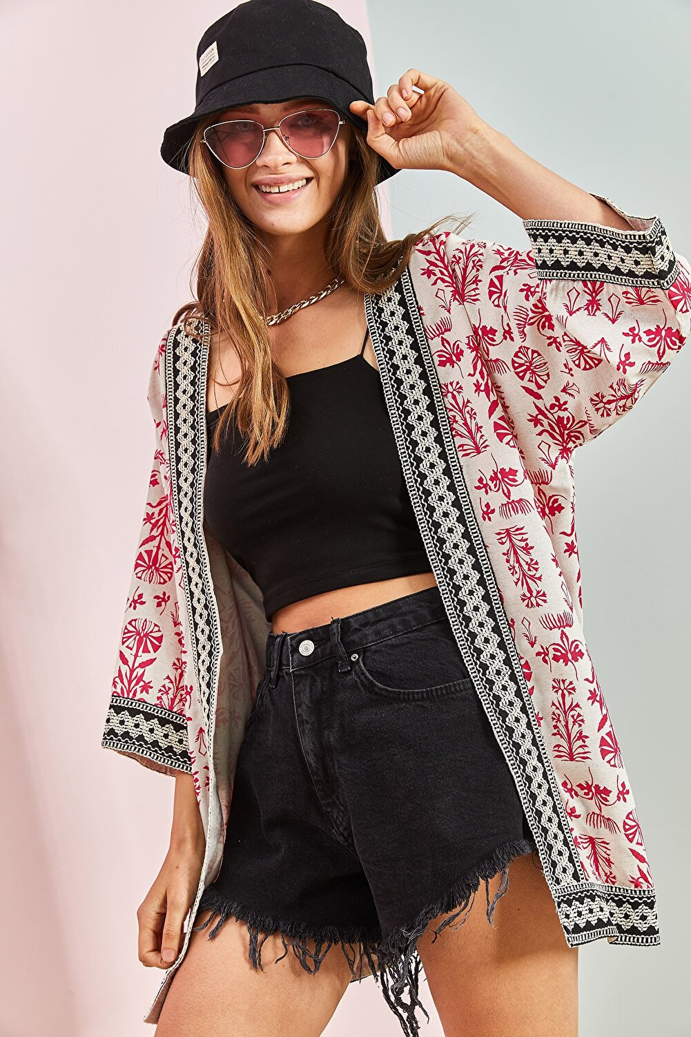 Bianco Lucci Kimono & Caftan - Pink - Oversize Selling fast - Vector25P