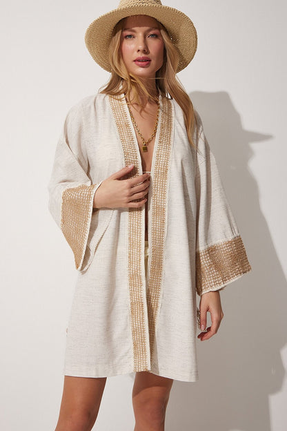 Happiness İstanbul Kimono & Caftan - Beige - Regular fit - Vector25P