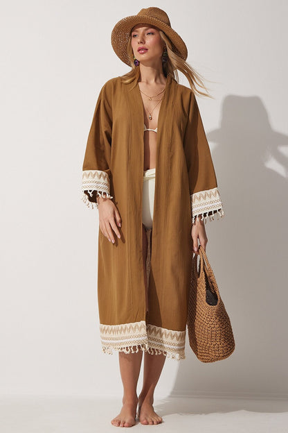 Happiness İstanbul Kimono & Caftan - Brown - Regular fit - Vector25P