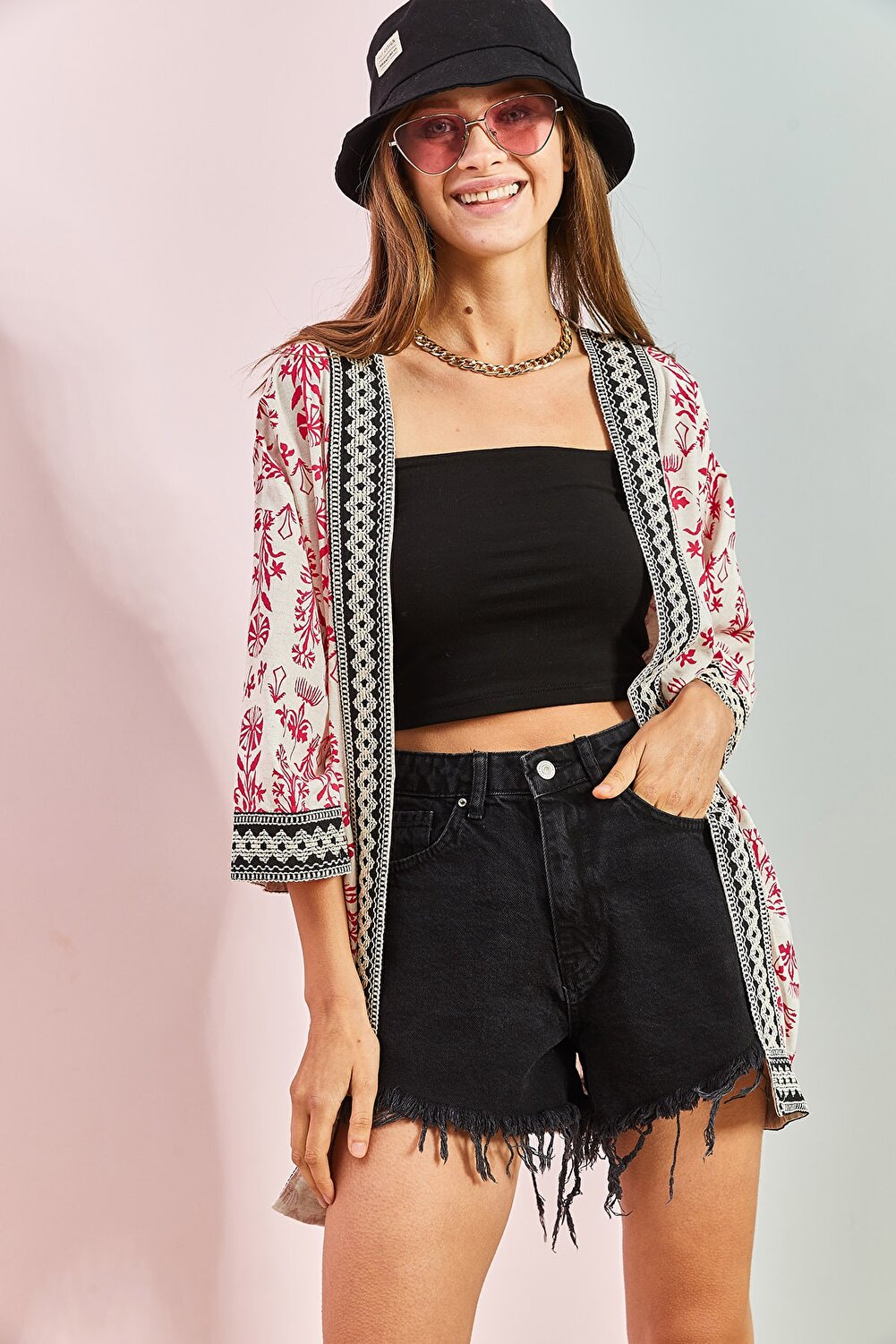 Bianco Lucci Kimono & Caftan - Pink - Oversize Selling fast - Vector25P