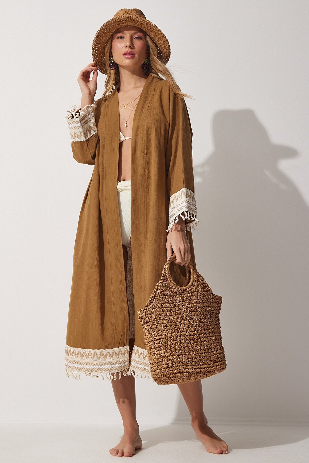 Happiness İstanbul Kimono & Caftan - Brown - Regular fit - Vector25P
