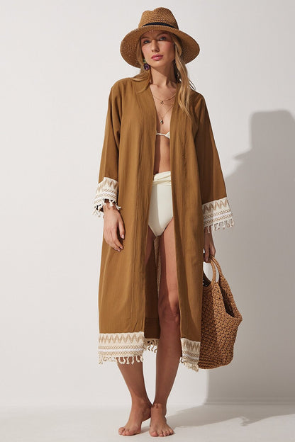 Happiness İstanbul Kimono & Caftan - Brown - Regular fit - Vector25P