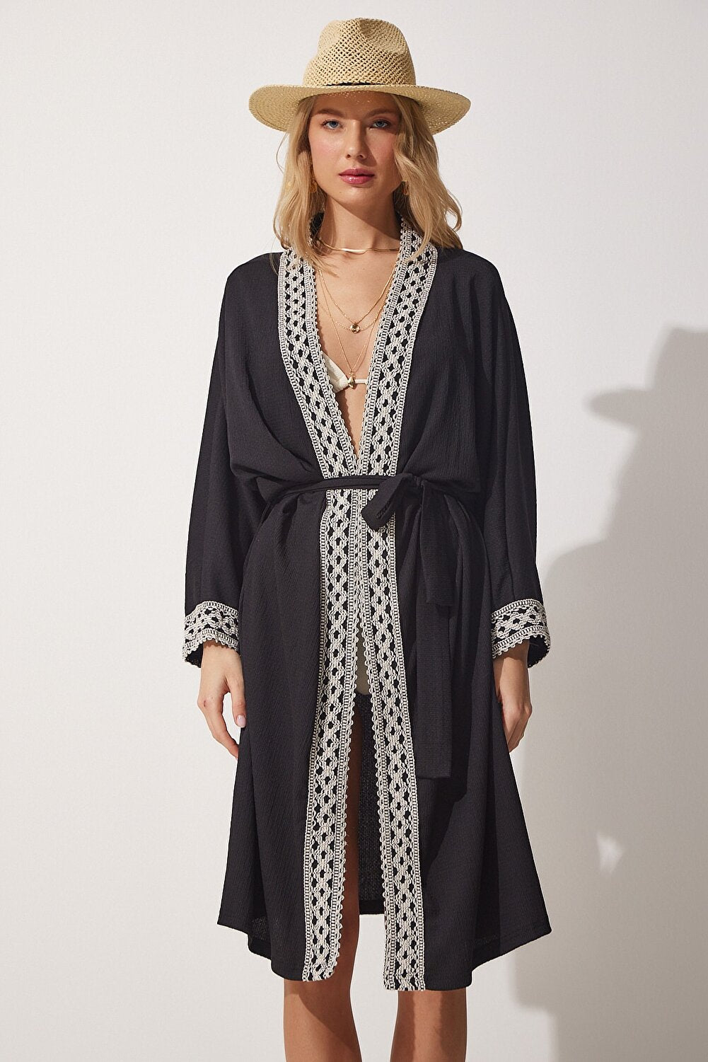 Happiness İstanbul Kimono & Caftan - Black - Regular fit Selling fast - Vector25P