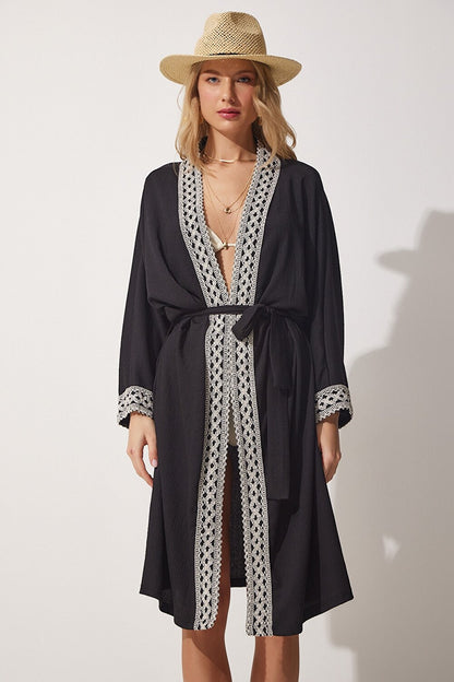 Happiness İstanbul Kimono & Caftan - Black - Regular fit Selling fast - Vector25P
