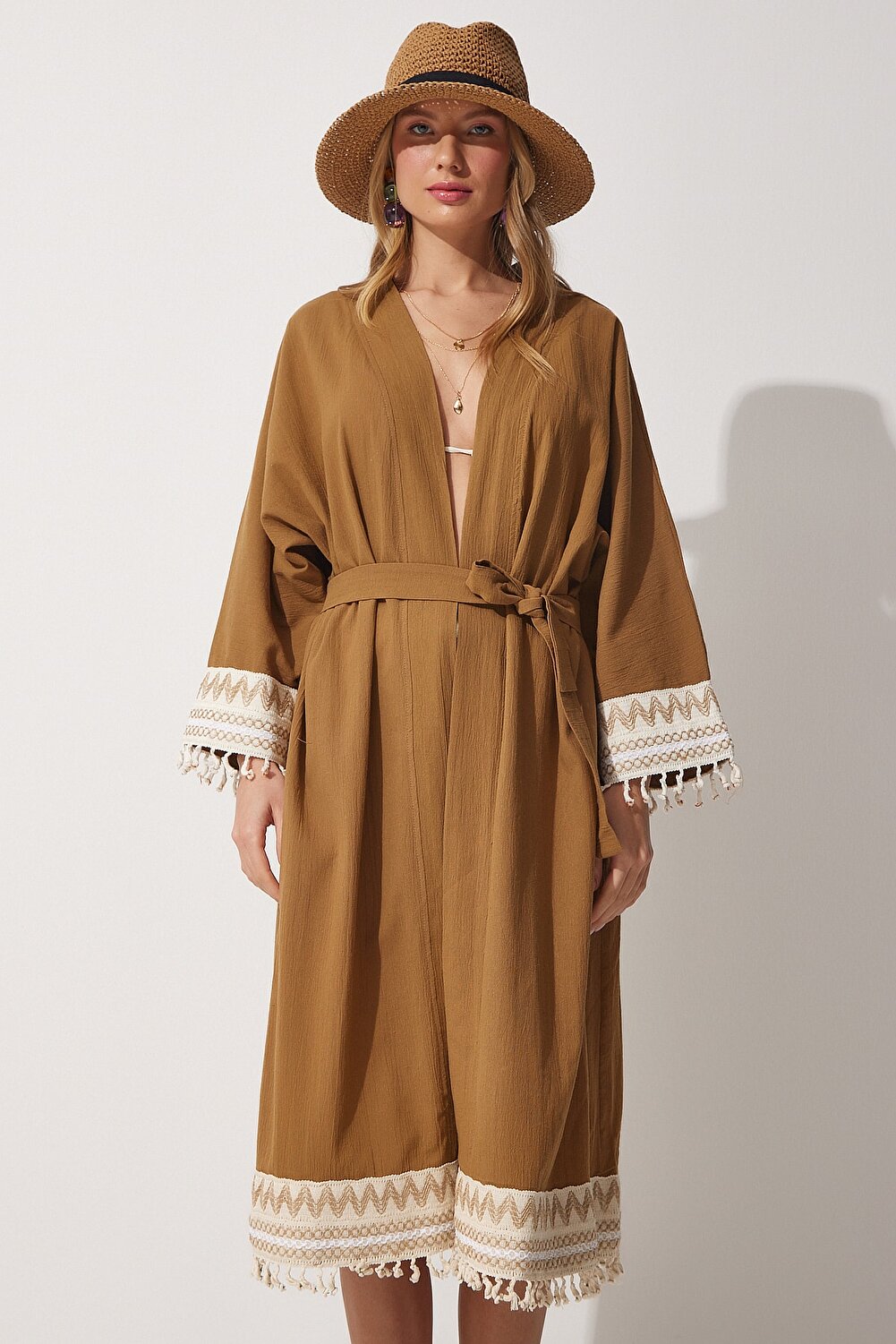 Happiness İstanbul Kimono & Caftan - Brown - Regular fit - Vector25P