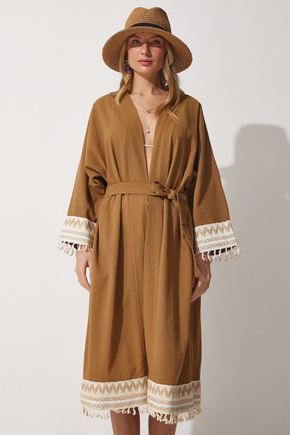 Happiness İstanbul Kimono & Caftan - Brown - Regular fit - Vector25P