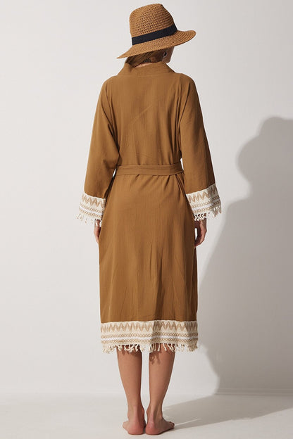 Happiness İstanbul Kimono & Caftan - Brown - Regular fit - Vector25P